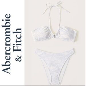 Abercrombie & Fitch Upside Down Halter Bikini Top and Cheeky Bottoms Blue Wave S